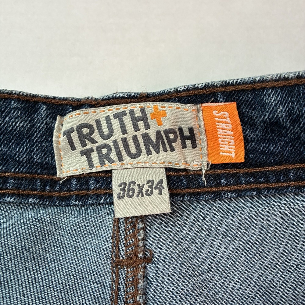 Truth + Triumph Straight Regular Fit Jeans Men's Size 36x34 Blue Ultra Stretch - Picture 5 of 8